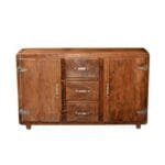 Modern Chrome Farmhouse Rustic Reclaimed Wood 3 Drawer Sideboard
