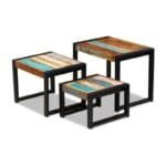 Vintage- Style Set of 3 Nesting Tables, Made of Solid Reclaimed Wood