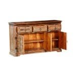 Modern Chrome Indian Reclaimed Wood 3 Drawer Buffet Sideboard - image 4