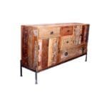 Reclaimed Wooden Multi Drawer Storage Cabinet with Iron Stand - image 5