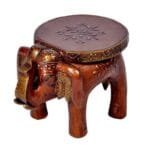 Rajasthani Handicraft Wooden Elephant Stool - image 2