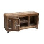 Modern Chrome Retro Style Reclaimed Wood TV Stand Entertainment Unit on Wheels 1.35m Handmade Handicraft (Made to Order) - image 2