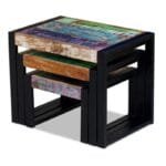 Vintage- Style Set of 3 Nesting Tables, Made of Solid Reclaimed Wood - image 2