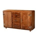 Modern Chrome Farmhouse Rustic Reclaimed Wood 3 Drawer Sideboard - image 2