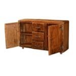 Modern Chrome Farmhouse Rustic Reclaimed Wood 3 Drawer Sideboard - image 3