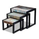 Vintage- Style Set of 3 Nesting Tables, Made of Solid Reclaimed Wood - image 4