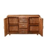 Modern Chrome Farmhouse Rustic Reclaimed Wood 3 Drawer Sideboard - image 4