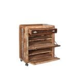 Modern Chrome Retro Style Reclaimed Wood Shoe Cabinet Storage Shelf on Wheels - image 3