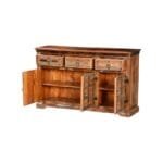 Modern Chrome Indian Reclaimed Wood 3 Drawer Buffet Sideboard - image 2