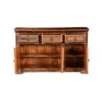 Modern Chrome Indian Reclaimed Wood 3 Drawer Buffet Sideboard - image 3