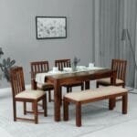 Solid Wood 6 Seater Dining Chairs In Honey Oak Finish