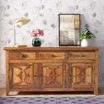 Solid Wood Sideboard in Rustic Teak Finish