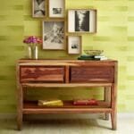 Solid Wood Console Table in Warm Walnut Finish