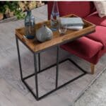 Sheesham wood side table metal frame - image 4