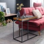 Sheesham wood side table metal frame - image 2