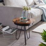 Sheesham wood side table metal coffee table - image 2