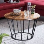 Sheesham wood coffee table metal living room side table