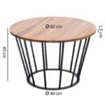 Sheesham wood coffee table metal living room side table - image 3
