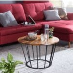 Sheesham wood coffee table metal living room side table - image 2