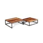 Recessed coffee tables 2 pcs solid sheesham wood - image 2