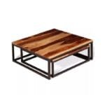 Recessed coffee tables 2 pcs solid sheesham wood - image 3