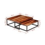 Recessed coffee tables 2 pcs solid sheesham wood - image 5