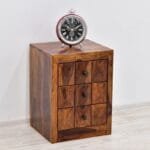 Side table in solid wood with honey-brown drawers - image 2