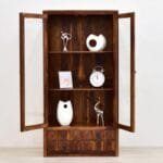 Display cabinet solid wood honey brown with drawers - image 4