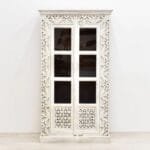 Display cabinet solid mango wood openwork 2-door