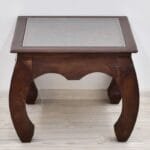 Coffee table solid rosewood with glass and bent legs