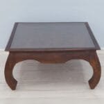 Coffee table rosewood solid wood carved top with glass