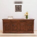 Chest of drawers in solid rosewood dark brown