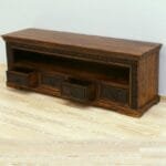 TV chest Solid wood acacia carved 4 drawers - image 2