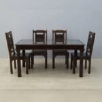 Dinner set table with 6 chairs solid acacia wood carved