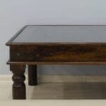coffee table acacia solid wood with glass - image 5