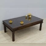 coffee table acacia solid wood with glass - image 2