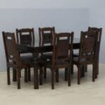 Acacia solid wood 6 chairs dinner set table