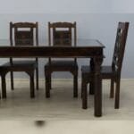 Acacia solid wood 6 chairs dinner set table - image 2