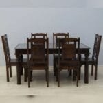 Acacia solid wood 6 chairs dinner set table - image 13