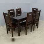 Acacia solid wood 6 chairs dinner set table - image 12