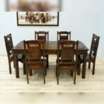 Acacia solid wood 6 chairs Dinner set table