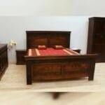 Solid wood hand carved bed in dark brown - image 5