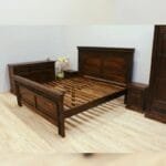 Solid wood hand carved bed in dark brown - image 4