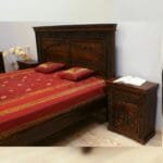 Solid wood hand carved bed in dark brown - image 3