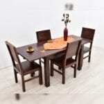 Dinner set solid rosewood table 4 chairs dark brown