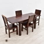 Dinner set solid rosewood table 4 chairs dark brown - image 4