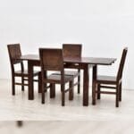 Dinner set solid rosewood table 4 chairs dark brown - image 3