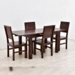 Dinner set solid rosewood table 4 chairs dark brown - image 2