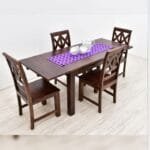 Solid rosewood 4 chairs Dinner set table dark brown - image 11