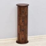 Solid rosewood chest of drawers with round pillar